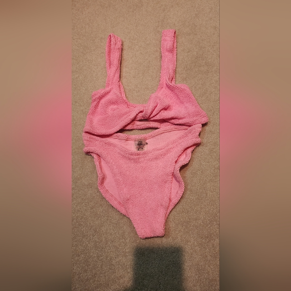 Pink Textured Swimsuit
